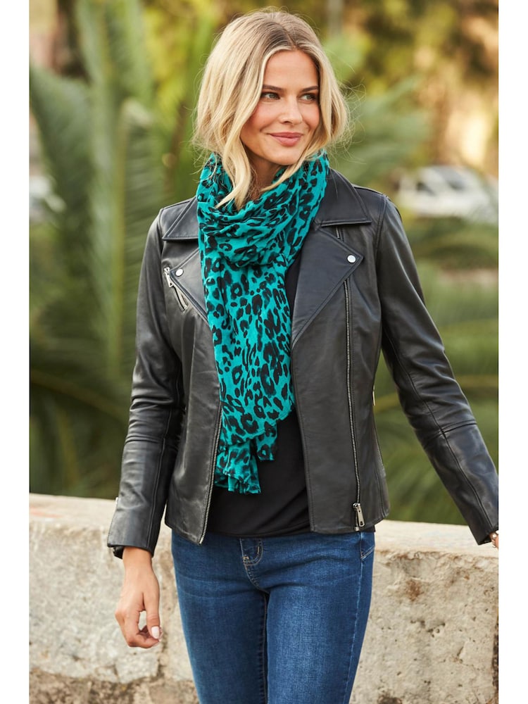 Sosandar Green Animal Print Scarf - Image 2 of 2