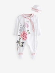 Baker by Ted Baker 2 Piece 100% Cotton Printed Sleepsuit & Hat Set - Image 1 of 6