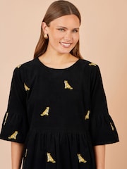 Yumi Leopard кестеленген баумен тігілген туника көйлегі - 5суретінің 3 суреті