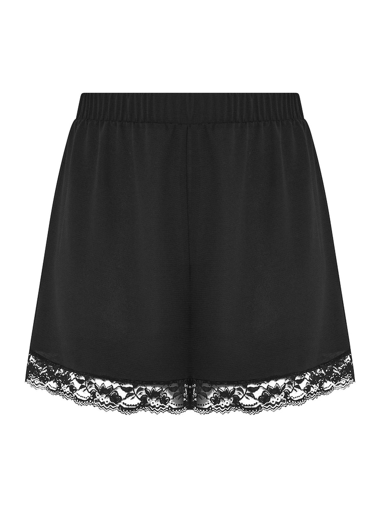 Yours Curve Black Limited Lace Hem Short - Image 5 of 5 Yours Curve Black Limited Lace Hem Short - Image 5 of 5