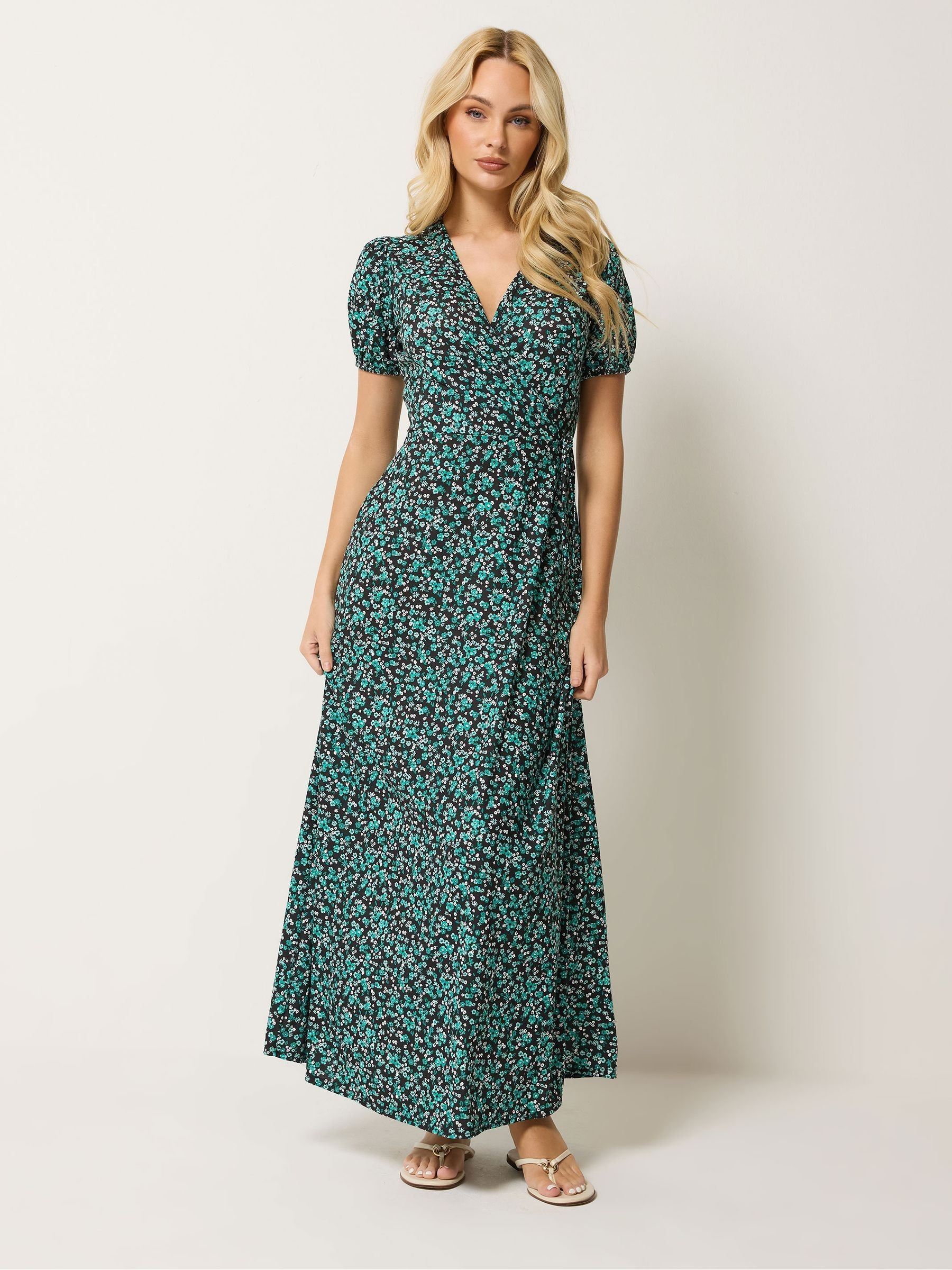 M & Co Women's Green Maxi Wrap Dress