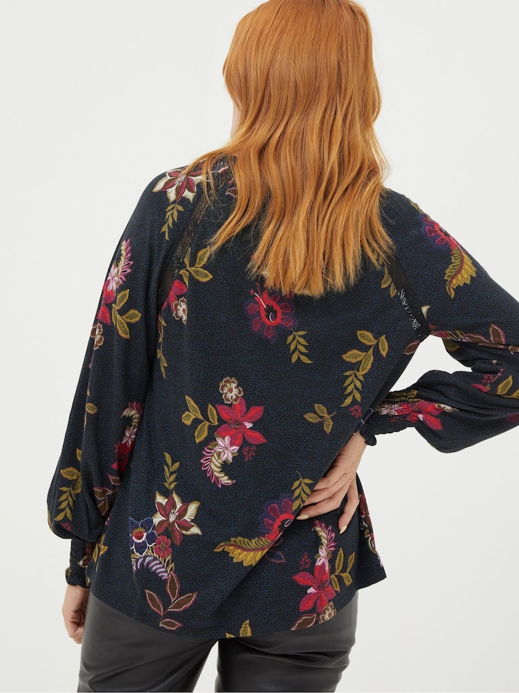 FatFace Black Florence Dotted Floral Top - Image 2 of 5