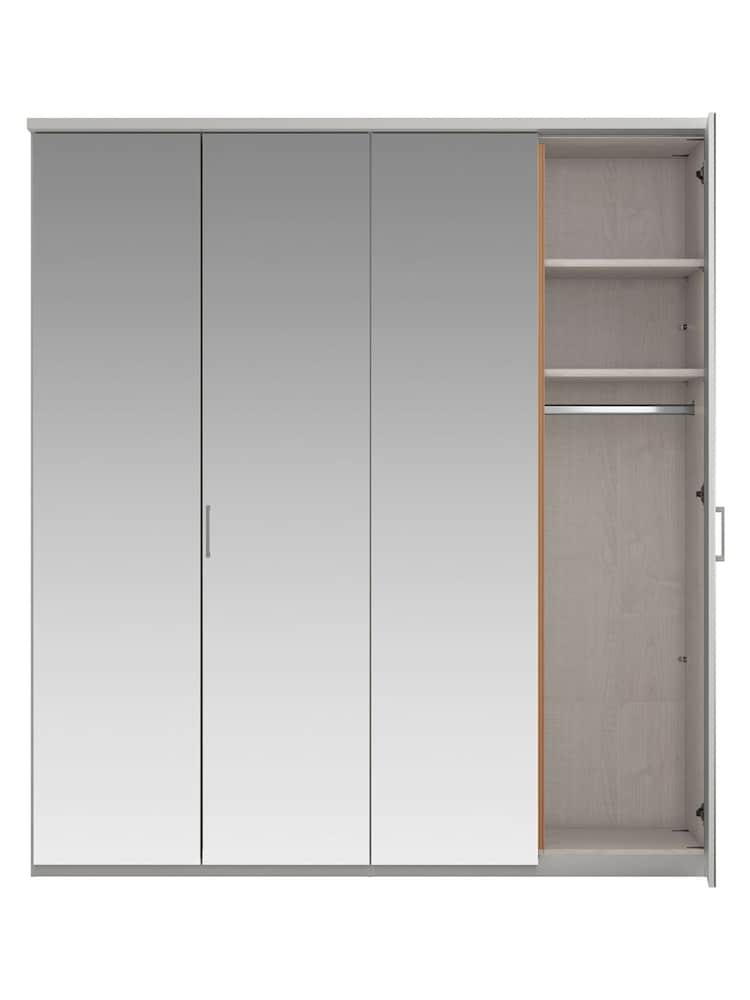 Wiemann Peyton Grey Mirror Semi Fitted 4 Door Wardrobe - Image 4 of 4