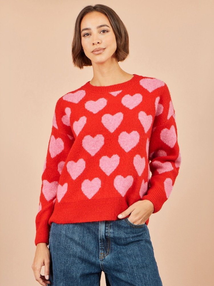 Suéter holgado de intarsia con diseño de corazones de Yumi - Imagen 1 de 5 Suéter holgado de intarsia con diseño de corazones de Yumi - Imagen 1 de 5