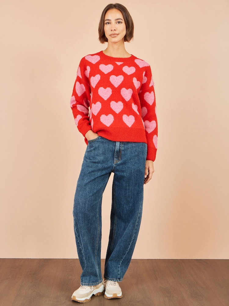 Suéter holgado de intarsia con diseño de corazones de Yumi - Imagen 2 de 5 Suéter holgado de intarsia con diseño de corazones de Yumi - Imagen 2 de 5