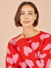 Suéter holgado de intarsia con diseño de corazones de Yumi - Imagen 3 de 5