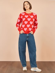 Suéter holgado de intarsia con diseño de corazones de Yumi - Imagen 4 de 5