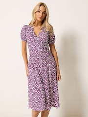 M&Co Red Midi Wrap Dress - Image 1 of 5