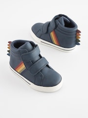 Navy Blue Spike Wide Fit (G) Warm Lined Touch Fastening Boots - Image 1 of 6