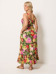 Yours Curve Green Shirred Placket Dress - Image 3 of 5