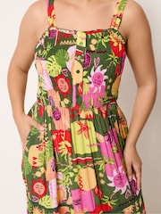 Yours Curve Green Shirred Placket Dress - Image 4 of 5