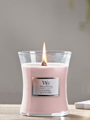 Woodwick Pink Medium Hourglass Scented Candle with Crackle Wick Rosewood - Image 1 of 3