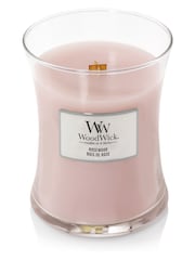 Woodwick Pink Medium Hourglass Scented Candle with Crackle Wick Rosewood - Image 3 of 3