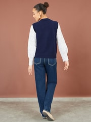 Azul - Yumi Knitted Flower Sleeveless Jumper Vest - Imagen 4 de 4