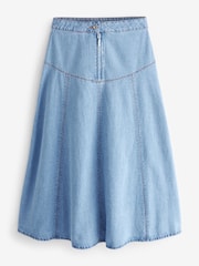Mid Blue Panelled Denim Maxi Skirt - Image 6 of 7