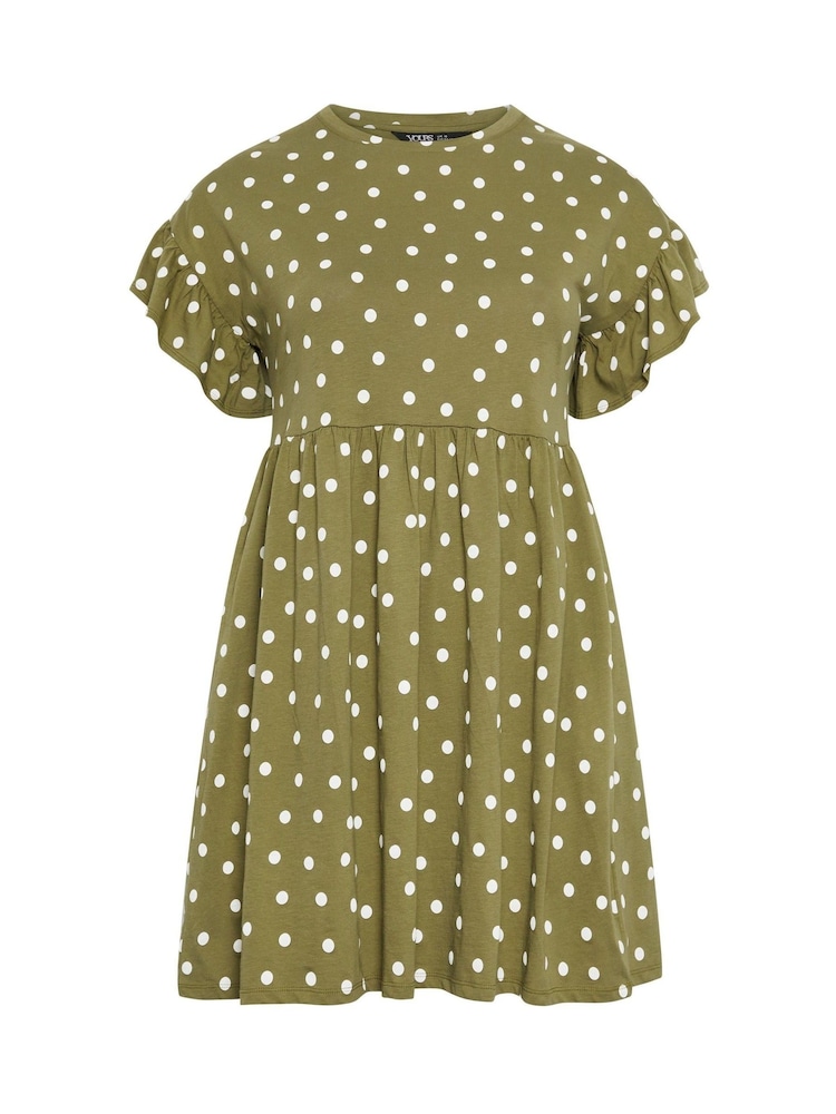 Yours Curve Green Frill Sleeve Tunic Dress - Image 5 of 5 Yours Curve Green Frill Sleeve Tunic Dress - Image 5 of 5