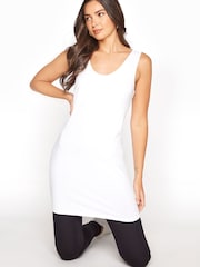 Long Tall Sally White Cotton Longline Vest Top - Image 1 of 3