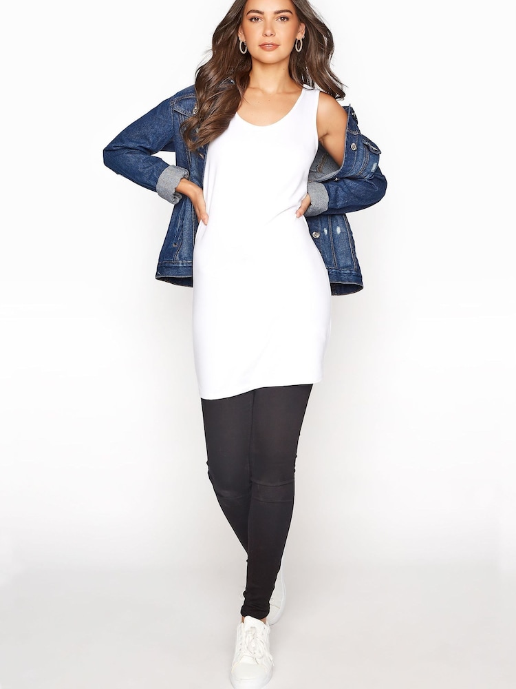 Long Tall Sally White Cotton Longline Vest Top - Image 3 of 3