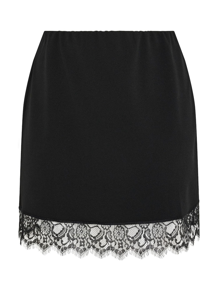 Yours Curve Black Limited Lace Hem Skirt - Image 5 of 5