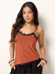 PixieGirl Petite Red Lace Trim Camisoles - Image 1 of 5