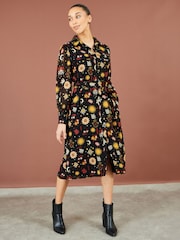 Yumi Black Cosmic Midi Shirt Dress - Image 2 of 5