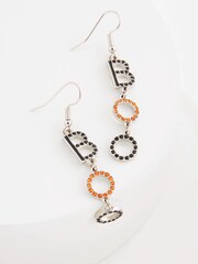Orange/Black Halloween Boo Drop Earrings - Image 3 of 3
