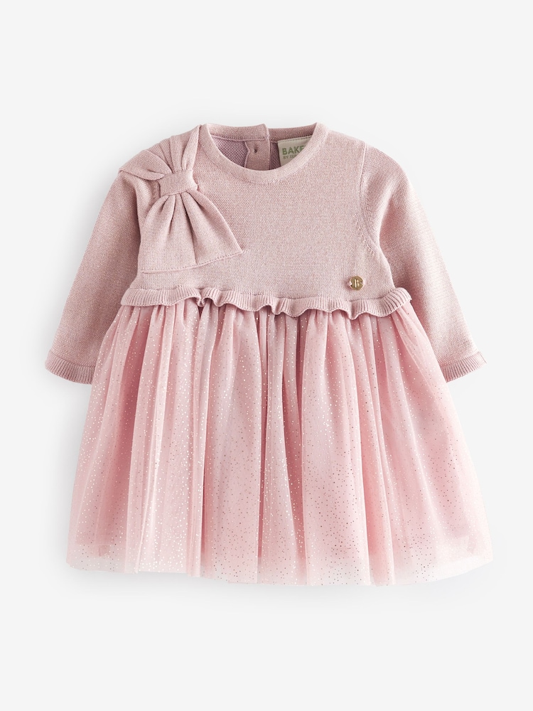 Baker by Ted Baker Glitter Mesh Mockable Knitted Dress - Image 1 of 6