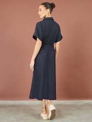 Yumi Blue Stretch Midi Shirt Dress - Image 4 of 5