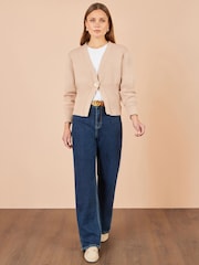 Yumi Natural Knitted Button Cardigan - Image 2 of 4