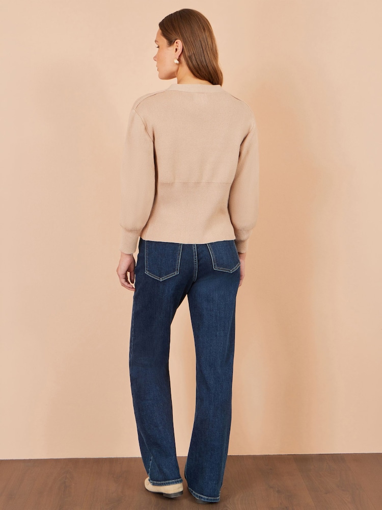 Yumi Natural Knitted Button Cardigan - Image 4 of 4 Yumi Natural Knitted Button Cardigan - Image 4 of 4