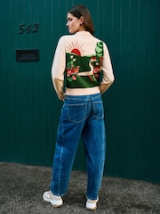 Yumi Natural Fox Scene Knitted Box Cardigan - Image 5 of 5