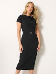 Long Tall Sally Black Scuba Buckle Midi Dress - Image 1 of 5