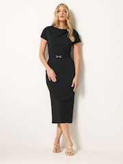 Long Tall Sally Black Scuba Buckle Midi Dress - Image 2 of 5
