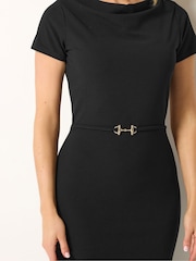 Long Tall Sally Black Scuba Buckle Midi Dress - Image 4 of 5