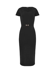 Long Tall Sally Black Scuba Buckle Midi Dress - Image 5 of 5