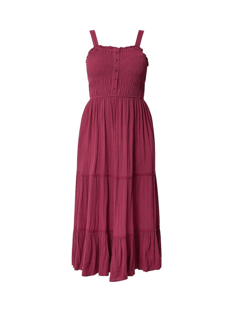 Yours Curve Red Shirred Placket Dress - Image 5 of 5