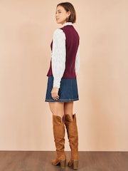 Yumi Red Flower Appliqué Knit Waistcoat - Image 4 of 4