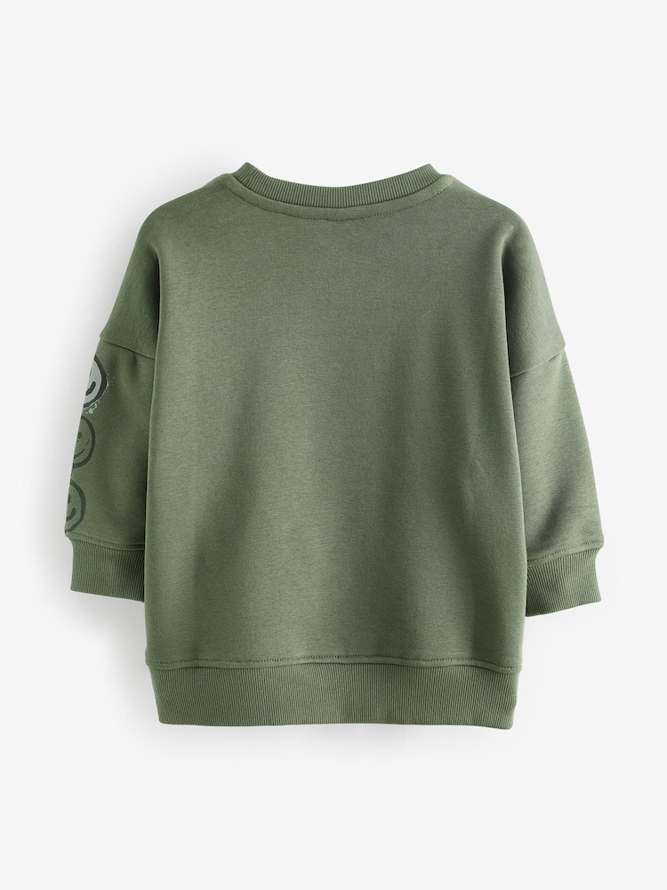Khaki Green Graffiti Character Crew Neck Sweatshirt (3mths-7yrs) - Image 2 of 3