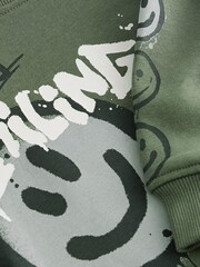 Khaki Green Graffiti Character Crew Neck Sweatshirt (3mths-7yrs) - Image 3 of 3