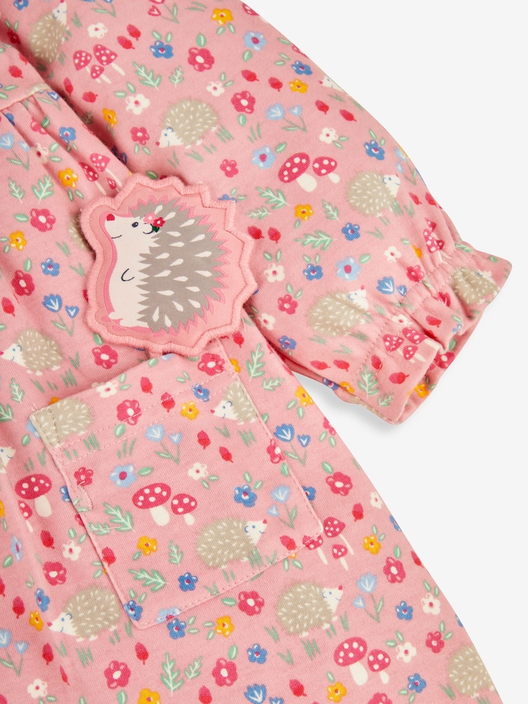 JoJo Maman Bébé Pink Hedgehog Floral Button Front Dress - Image 4 of 4