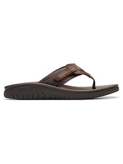 Clarks Brown Beeswax Leather Wesley Sandals - Image 1 of 7