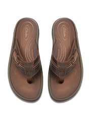 Clarks Brown Beeswax Leather Wesley Sandals - Image 6 of 7