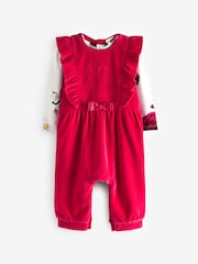 Baker by Ted Baker Red Floral Frill Dungaree Set - Image 1 of 5