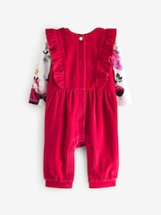 Baker by Ted Baker Red Floral Frill Dungaree Set - Image 2 of 5