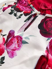 Baker by Ted Baker Red Floral Frill Dungaree Set - Image 4 of 5