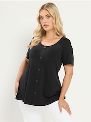 Yours Curve Black Soft Touch Button Top - Image 1 of 5