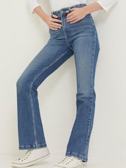 FatFace Blue Fly Flare Plait Detail Jeans - Image 1 of 6