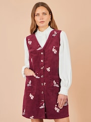 Rød - Yumi Crane Brodert Pinafore-kjole - Bilde 1 av 4