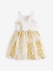 Gold - Baker by Ted Baker Glitzerndes Jacquard-Kleid mit Schleife - Bild 10 von 12
