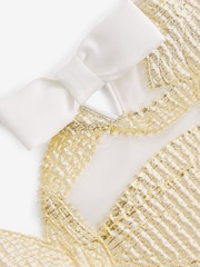 Gold - Baker by Ted Baker Glitzerndes Jacquard-Kleid mit Schleife - Bild 11 von 12